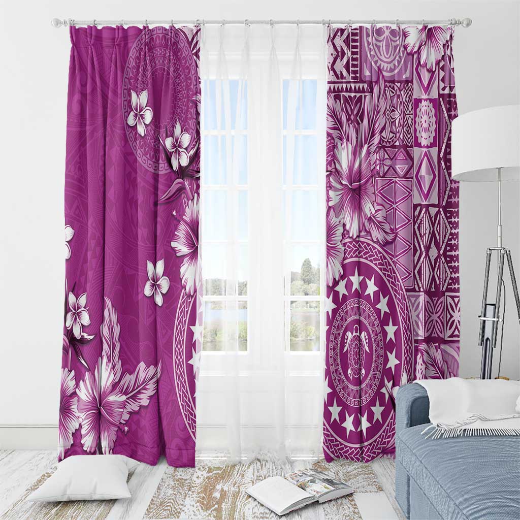 Cook Islands Window Curtain Fandango Hibiscus And Stars LT05 - Polynesian Pride