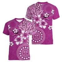 Cook Islands Women V-Neck T-Shirt Fandango Hibiscus And Stars LT05 - Polynesian Pride