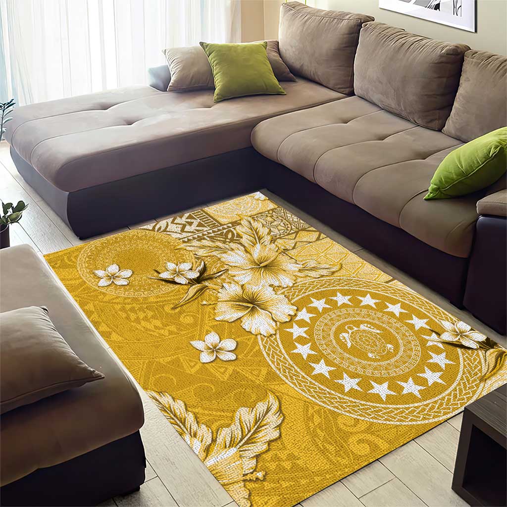 Cook Islands Area Rug Yellow Hibiscus And Stars
