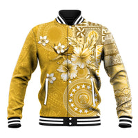 Cook Islands Baseball Jacket Yellow Hibiscus And Stars LT05 Unisex Yellow - Polynesian Pride
