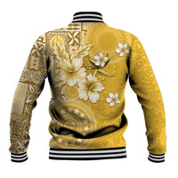 Cook Islands Baseball Jacket Yellow Hibiscus And Stars LT05 - Polynesian Pride