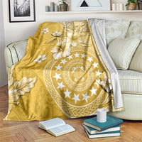 Cook Islands Blanket Yellow Hibiscus And Stars LT05 Yellow - Polynesian Pride