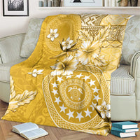 Cook Islands Blanket Yellow Hibiscus And Stars LT05 - Polynesian Pride