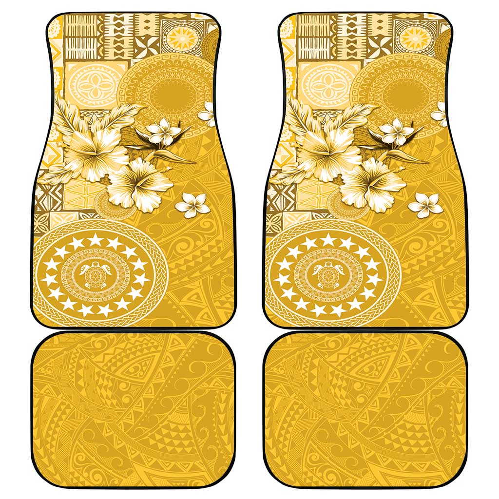 Cook Islands Car Mats Yellow Hibiscus And Stars LT05 - Polynesian Pride