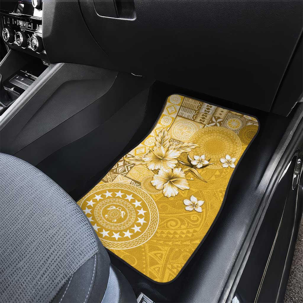 Cook Islands Car Mats Yellow Hibiscus And Stars LT05 - Polynesian Pride
