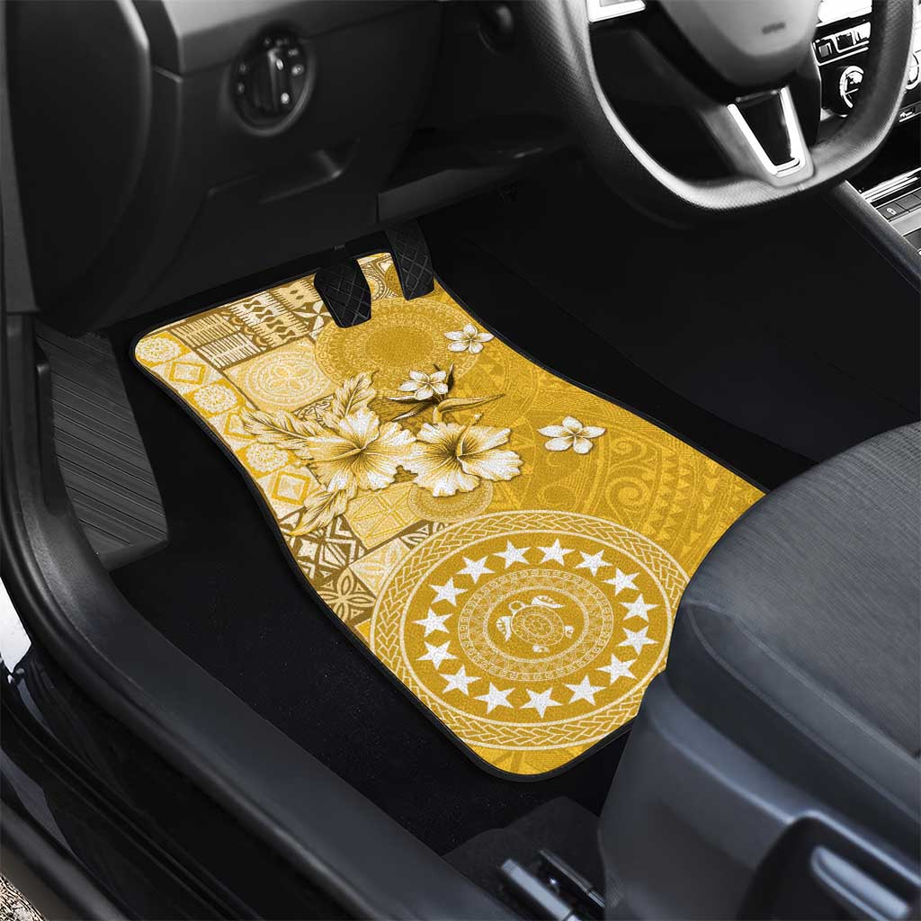 Cook Islands Car Mats Yellow Hibiscus And Stars LT05 - Polynesian Pride