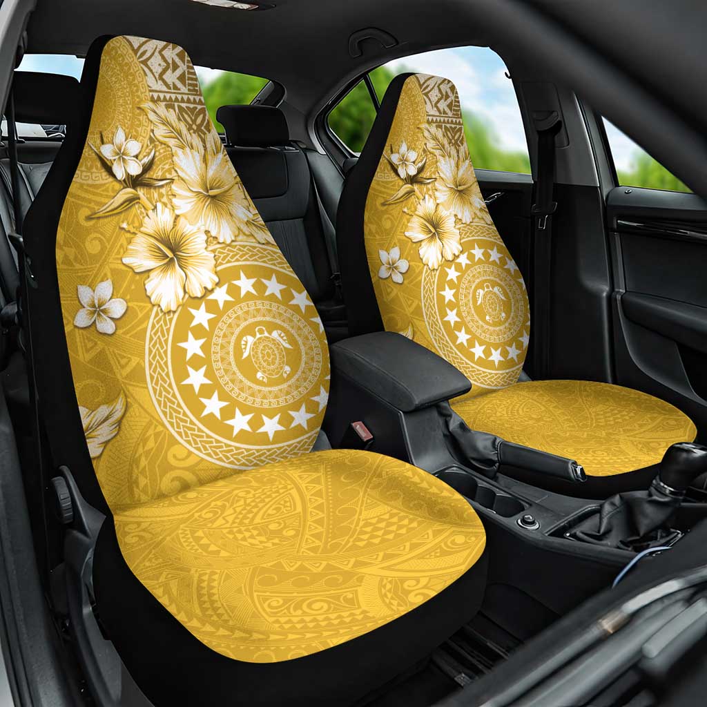 Cook Islands Car Seat Cover Yellow Hibiscus And Stars