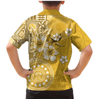Cook Islands Family Matching Mermaid Dress and Hawaiian Shirt Yellow Hibiscus And Stars