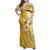 Cook Islands Family Matching Off Shoulder Maxi Dress and Hawaiian Shirt Yellow Hibiscus And Stars
