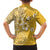 Cook Islands Family Matching Off Shoulder Short Dress and Hawaiian Shirt Yellow Hibiscus And Stars