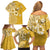 Cook Islands Family Matching Off Shoulder Short Dress and Hawaiian Shirt Yellow Hibiscus And Stars