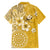 Cook Islands Family Matching Off Shoulder Short Dress and Hawaiian Shirt Yellow Hibiscus And Stars