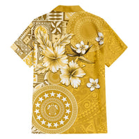 Cook Islands Family Matching Puletasi and Hawaiian Shirt Yellow Hibiscus And Stars