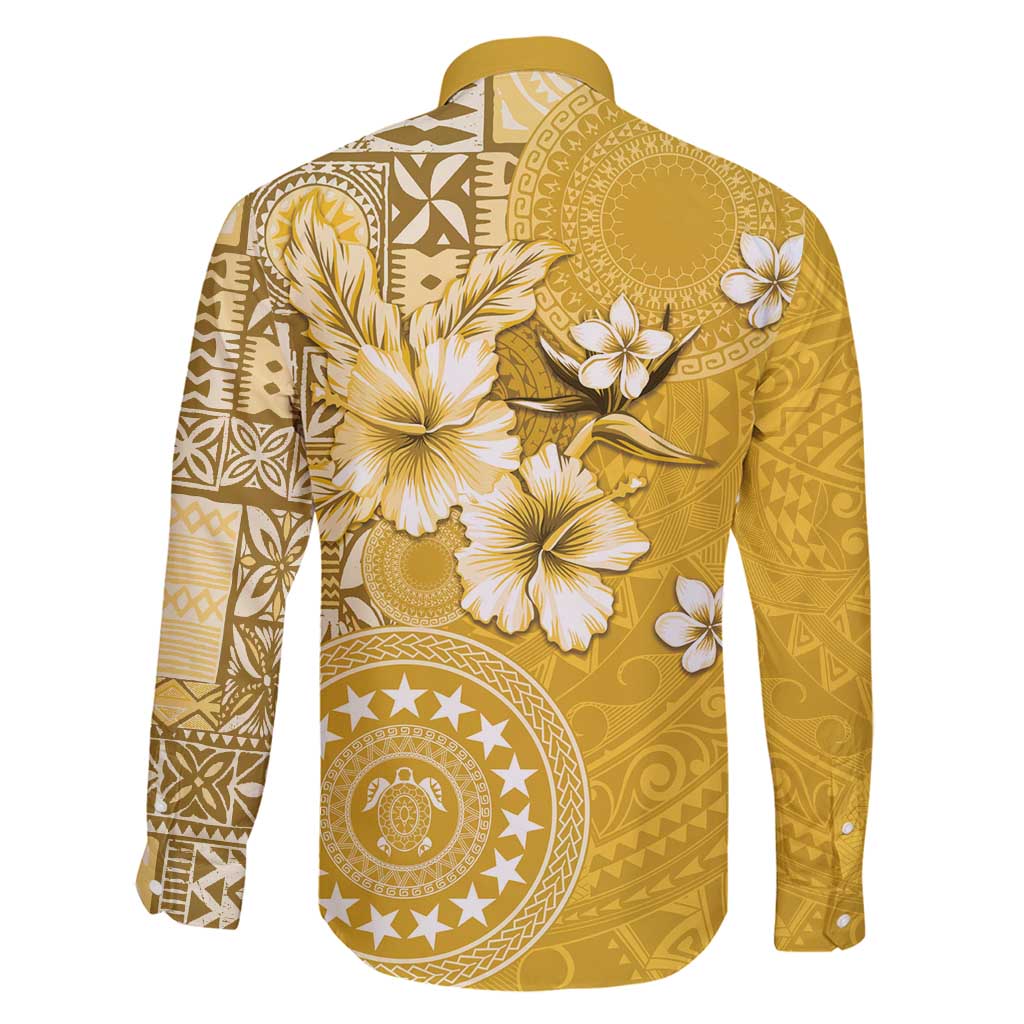 Cook Islands Family Matching Puletasi and Hawaiian Shirt Yellow Hibiscus And Stars