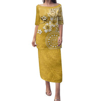 Cook Islands Family Matching Puletasi and Hawaiian Shirt Yellow Hibiscus And Stars