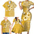 Cook Islands Family Matching Short Sleeve Bodycon Dress and Hawaiian Shirt Yellow Hibiscus And Stars