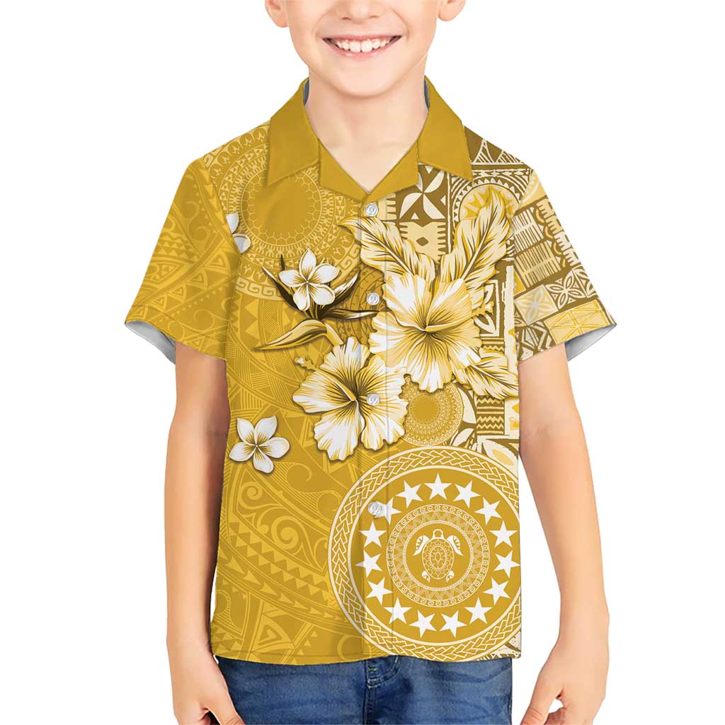 Cook Islands Hawaiian Shirt Yellow Hibiscus And Stars LT05 - Polynesian Pride