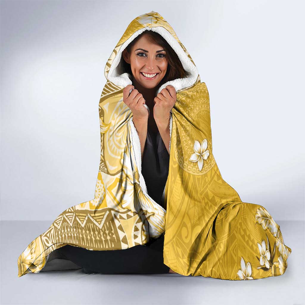 Cook Islands Hooded Blanket Yellow Hibiscus And Stars LT05 - Polynesian Pride