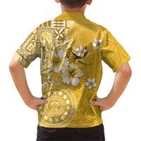 Cook Islands Kid Hawaiian Shirt Yellow Hibiscus And Stars