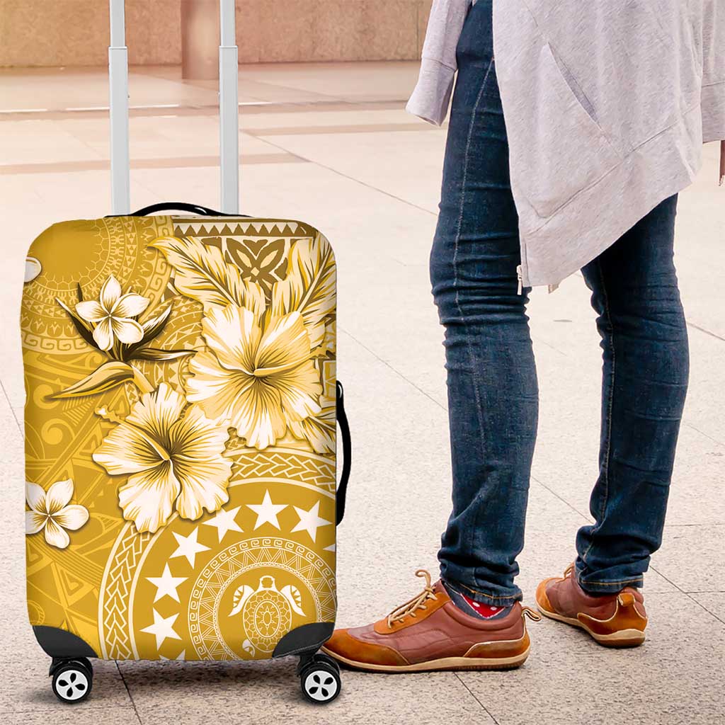 Cook Islands Luggage Cover Yellow Hibiscus And Stars