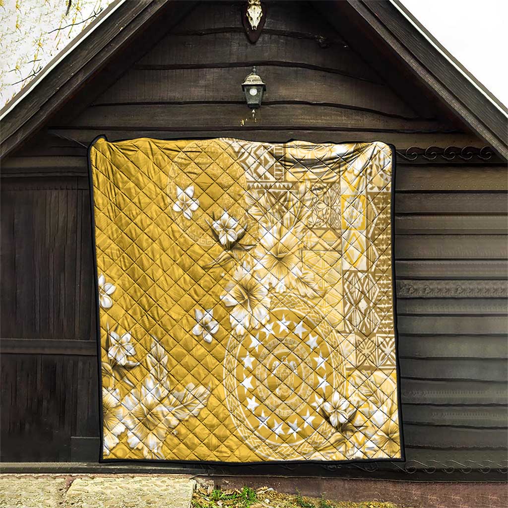 Cook Islands Quilt Yellow Hibiscus And Stars