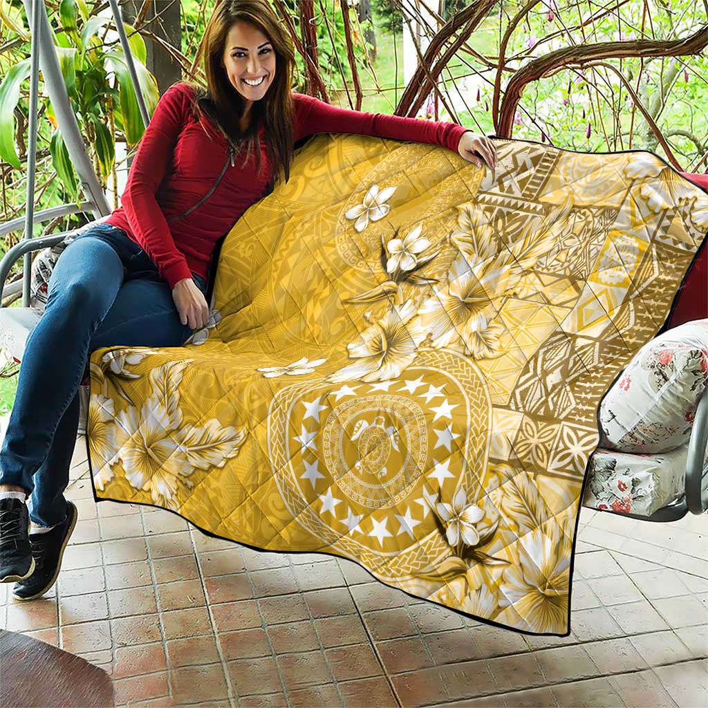 Cook Islands Quilt Yellow Hibiscus And Stars