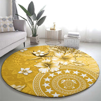 Cook Islands Round Carpet Yellow Hibiscus And Stars