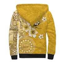 Cook Islands Sherpa Hoodie Yellow Hibiscus And Stars LT05 - Polynesian Pride