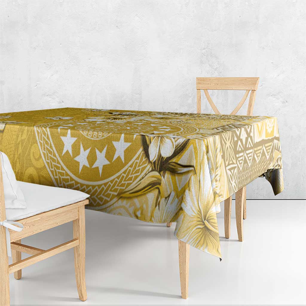 Cook Islands Tablecloth Yellow Hibiscus And Stars LT05 - Polynesian Pride