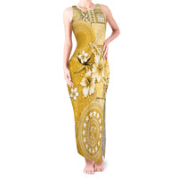 Cook Islands Tank Maxi Dress Yellow Hibiscus And Stars LT05 Women Yellow - Polynesian Pride