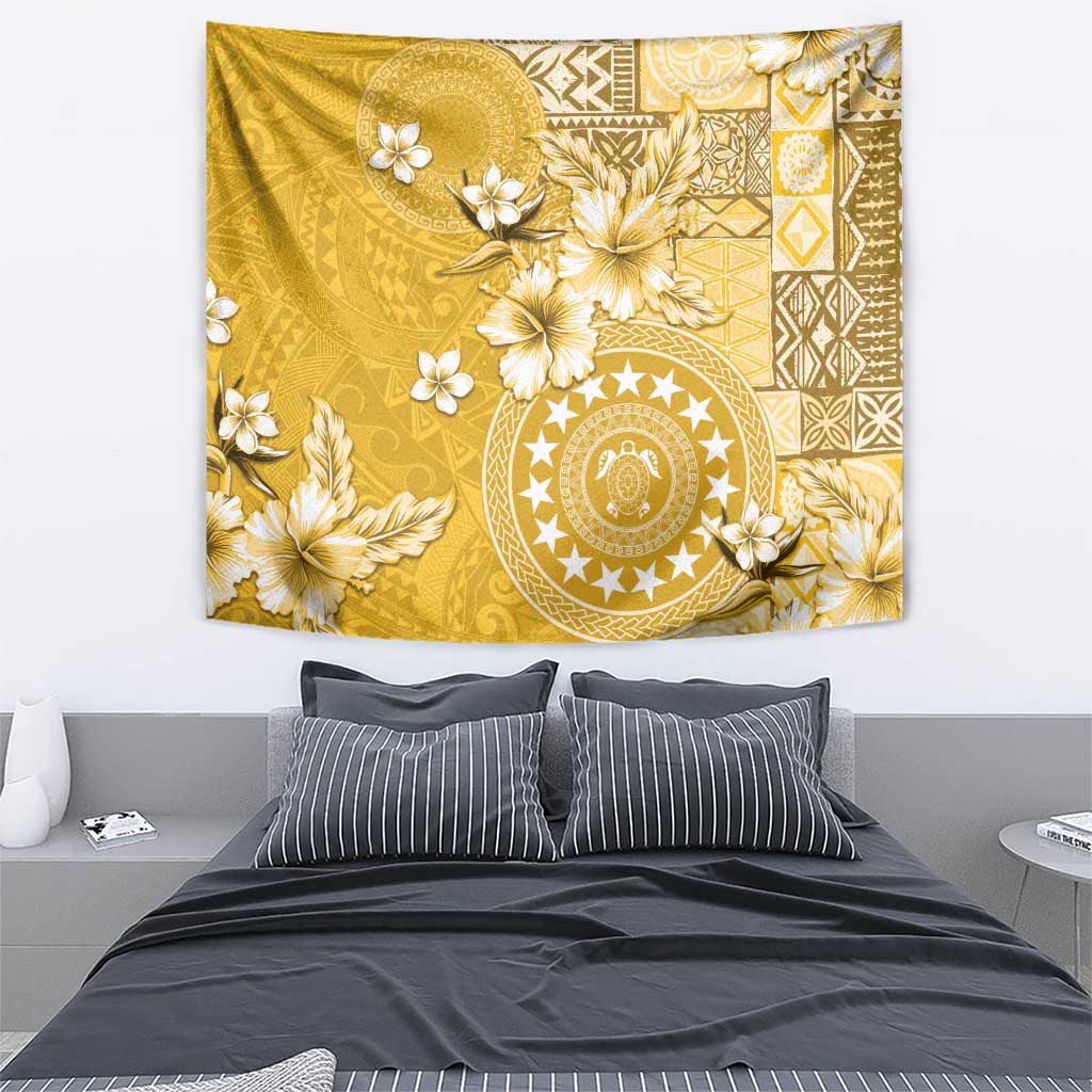 Cook Islands Tapestry Yellow Hibiscus And Stars