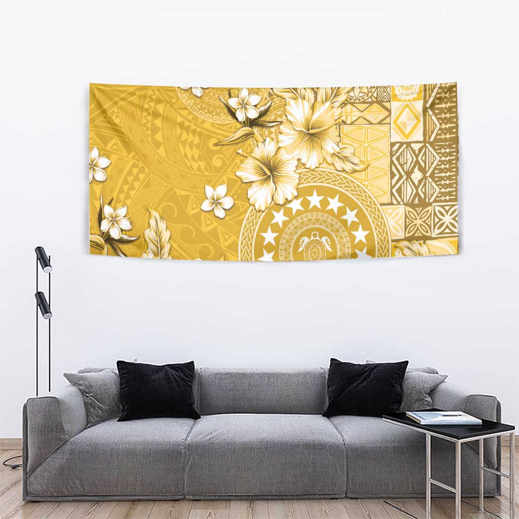 Cook Islands Tapestry Yellow Hibiscus And Stars
