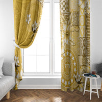 Cook Islands Window Curtain Yellow Hibiscus And Stars LT05 - Polynesian Pride