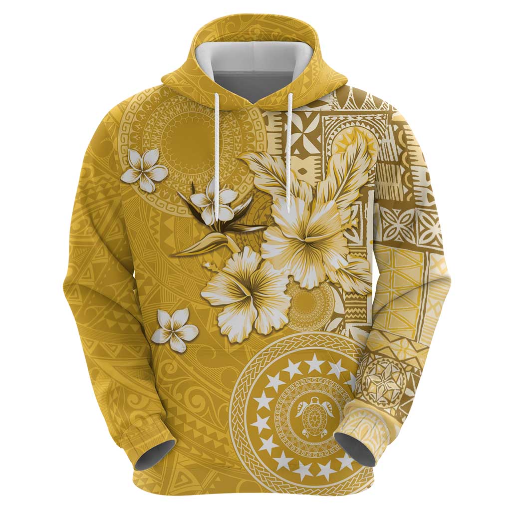 Cook Islands Zip Hoodie Yellow Hibiscus And Stars