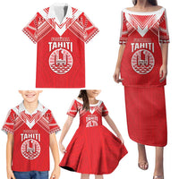 Custom Tahiti Football Family Matching Puletasi and Hawaiian Shirt Coat Of Arms Polynesian Tribal Pattern