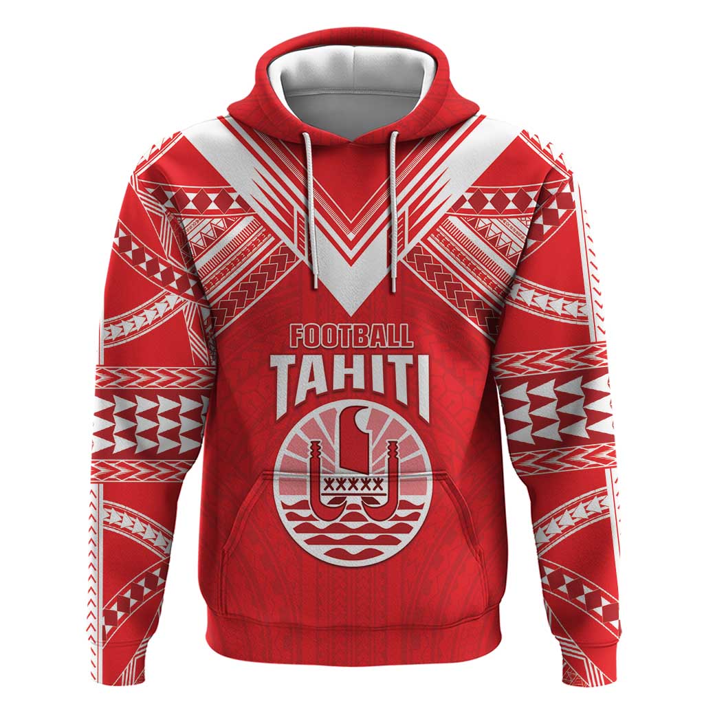 Custom Tahiti Football Zip Hoodie Coat Of Arms Polynesian Tribal Pattern