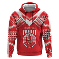 Custom Tahiti Football Zip Hoodie Coat Of Arms Polynesian Tribal Pattern