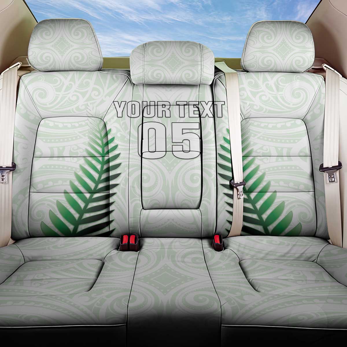 Custom New Zealand Fern Football Back Car Seat Cover Simple Style