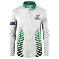 Custom New Zealand Fern Football Button Sweatshirt Simple Style LT05 White - Polynesian Pride