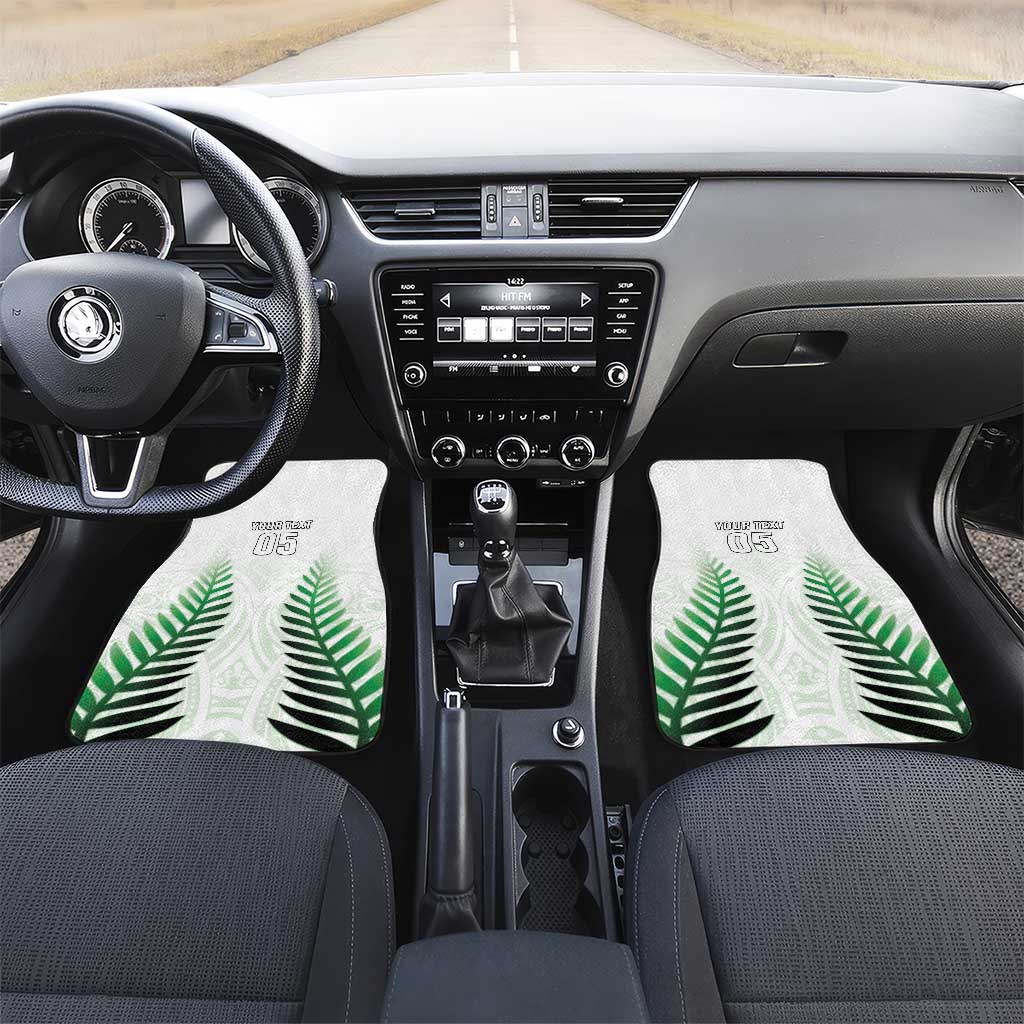 Custom New Zealand Fern Football Car Mats Simple Style LT05 Set 2pcs - Front White - Polynesian Pride