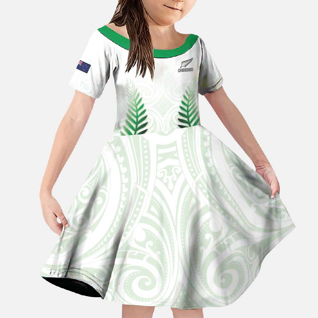Custom New Zealand Fern Football Family Matching Short Sleeve Bodycon Dress and Hawaiian Shirt Simple Style