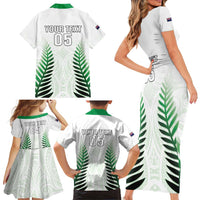 Custom New Zealand Fern Football Family Matching Short Sleeve Bodycon Dress and Hawaiian Shirt Simple Style