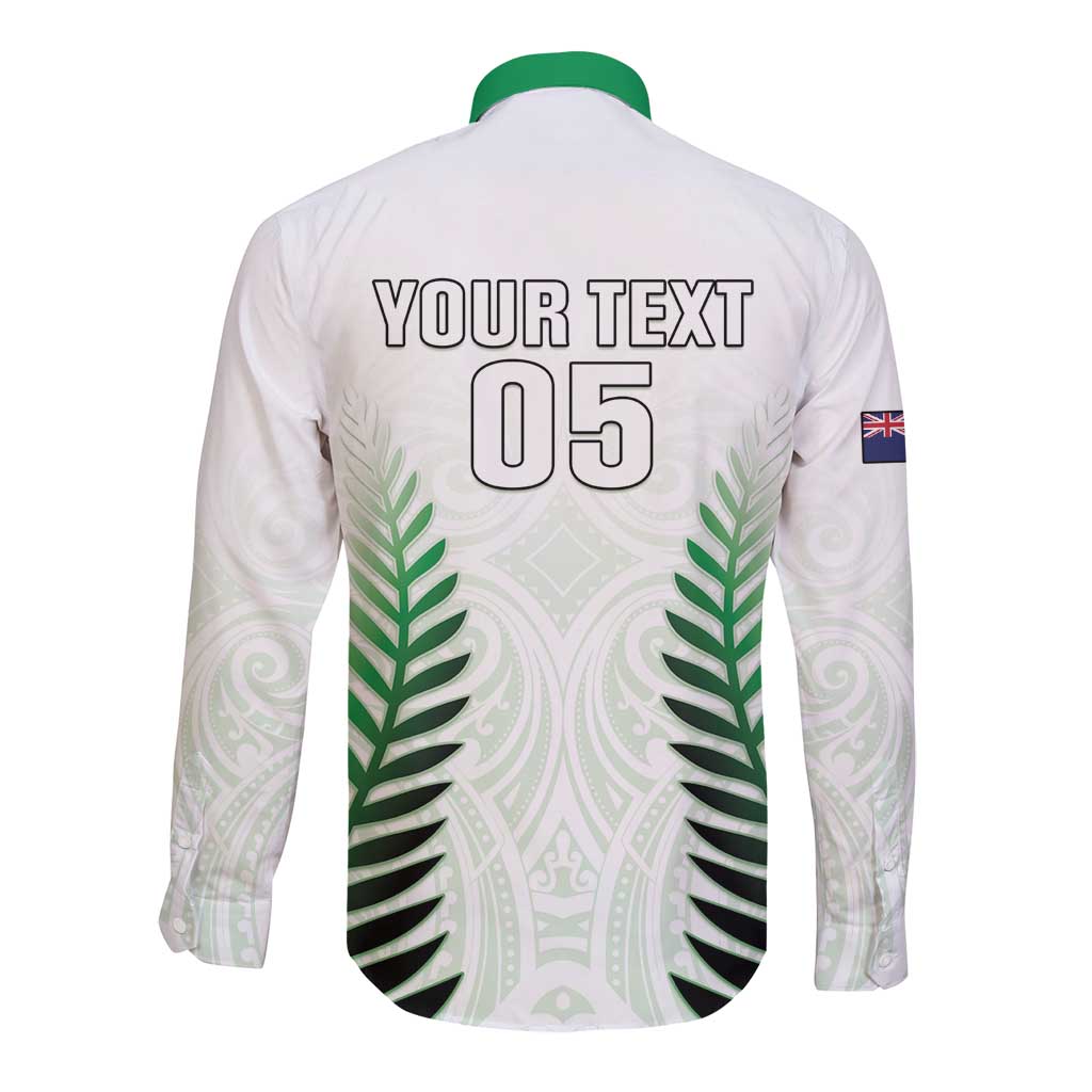 Custom New Zealand Fern Football Long Sleeve Button Shirt Simple Style