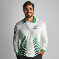 Custom New Zealand Fern Football Long Sleeve Polo Shirt Simple Style