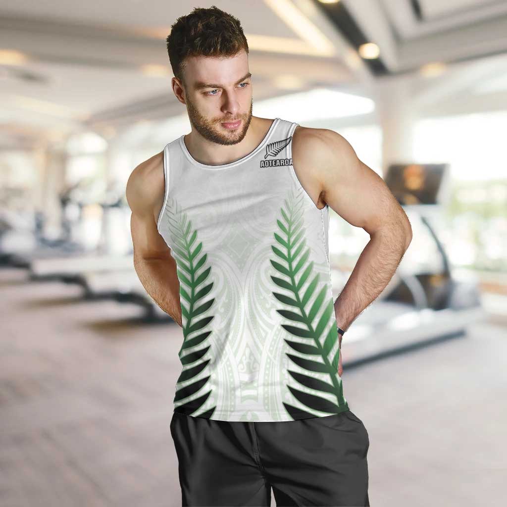 Custom New Zealand Fern Football Men Tank Top Simple Style LT05 White - Polynesian Pride