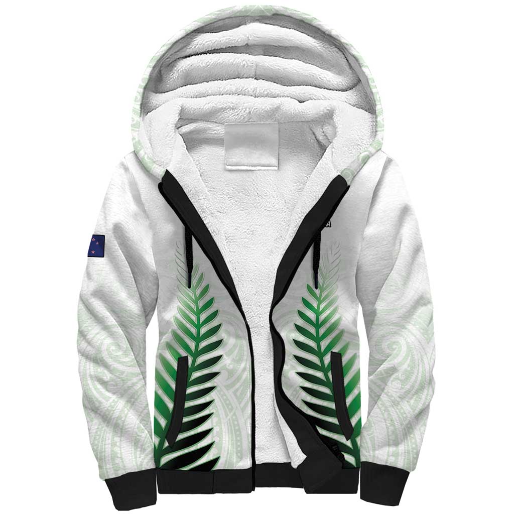 Custom New Zealand Fern Football Sherpa Hoodie Simple Style