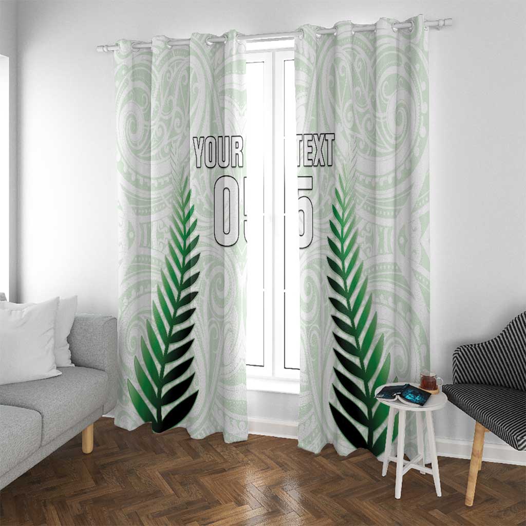 Custom New Zealand Fern Football Window Curtain Simple Style LT05 With Grommets White - Polynesian Pride