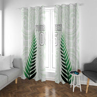 Custom New Zealand Fern Football Window Curtain Simple Style LT05 With Grommets White - Polynesian Pride