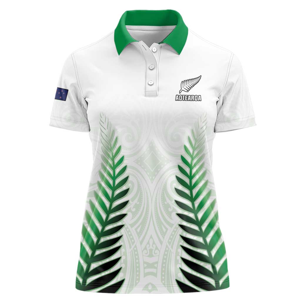 Custom New Zealand Fern Football Women Polo Shirt Simple Style