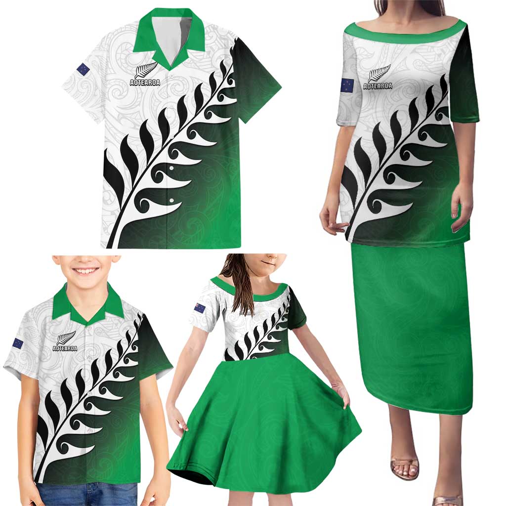Custom New Zealand Football Family Matching Puletasi and Hawaiian Shirt Go Aotearoa